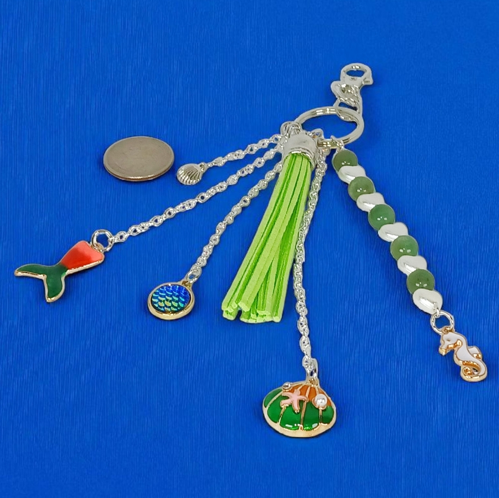 Silver Bag Charm Purse Accessory Oceancore Seaside Sardine Summer Mixed Metals - Picture 9 of 16